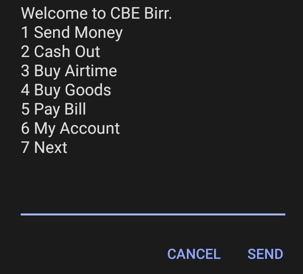 CBE birr front menu!