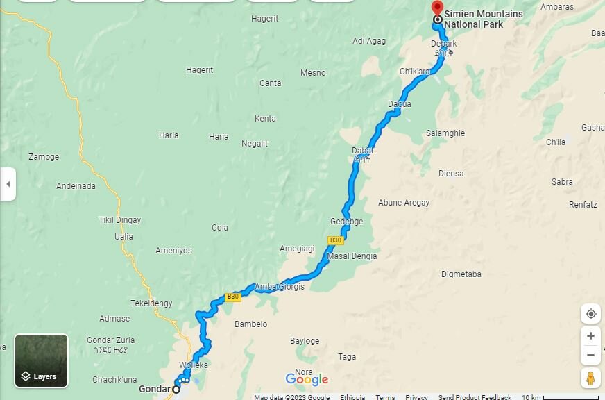 Path to Siminen Mountains from Gondar