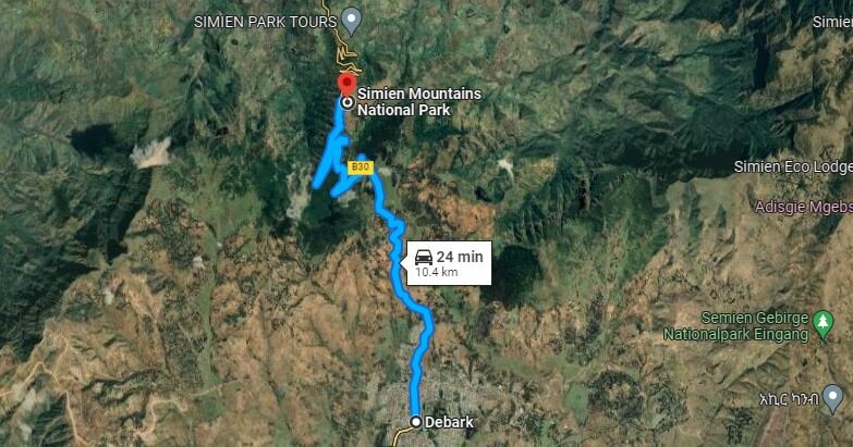 Path from Debark to Simien mountains